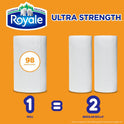 Royale Tiger Strong Paper Towel, 3 Double Equal 6 Rolls, 98 Half Sheets per Roll, White