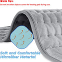 24"x12" Heating Pad, Electric Heating Pad for Dry & Moist Heat, Electric Heat Pad with Multiple Temp & Timer Settings, Auto Off, Silver Gray