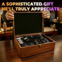 Electric Whiskey Smoker Kit with Wooden Box, Whiskey Gift for Dad Men, with Torch, 4 Wood Chips, Ice Molds, 2 Glasses, Stones, Old Fashioned Bourbon Cocktails Smoker Infuser Kit(Without Butane)