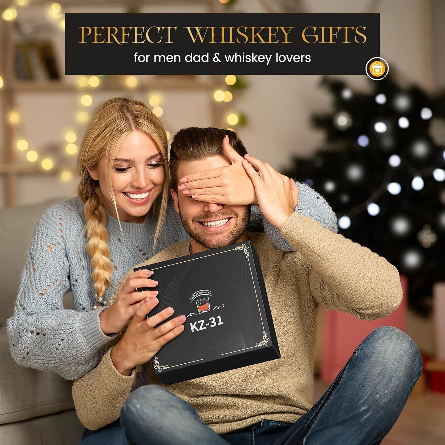 Electric Whiskey Cocktail Smoker Kit, Bourbon Drink Smoking Set with 6 Flavors Wood Chips, Built-in Lighter, Infuse Smoky Flavors in Old Fashioned Cocktails, Unique Whiskey Gifts for Men Dad Husband