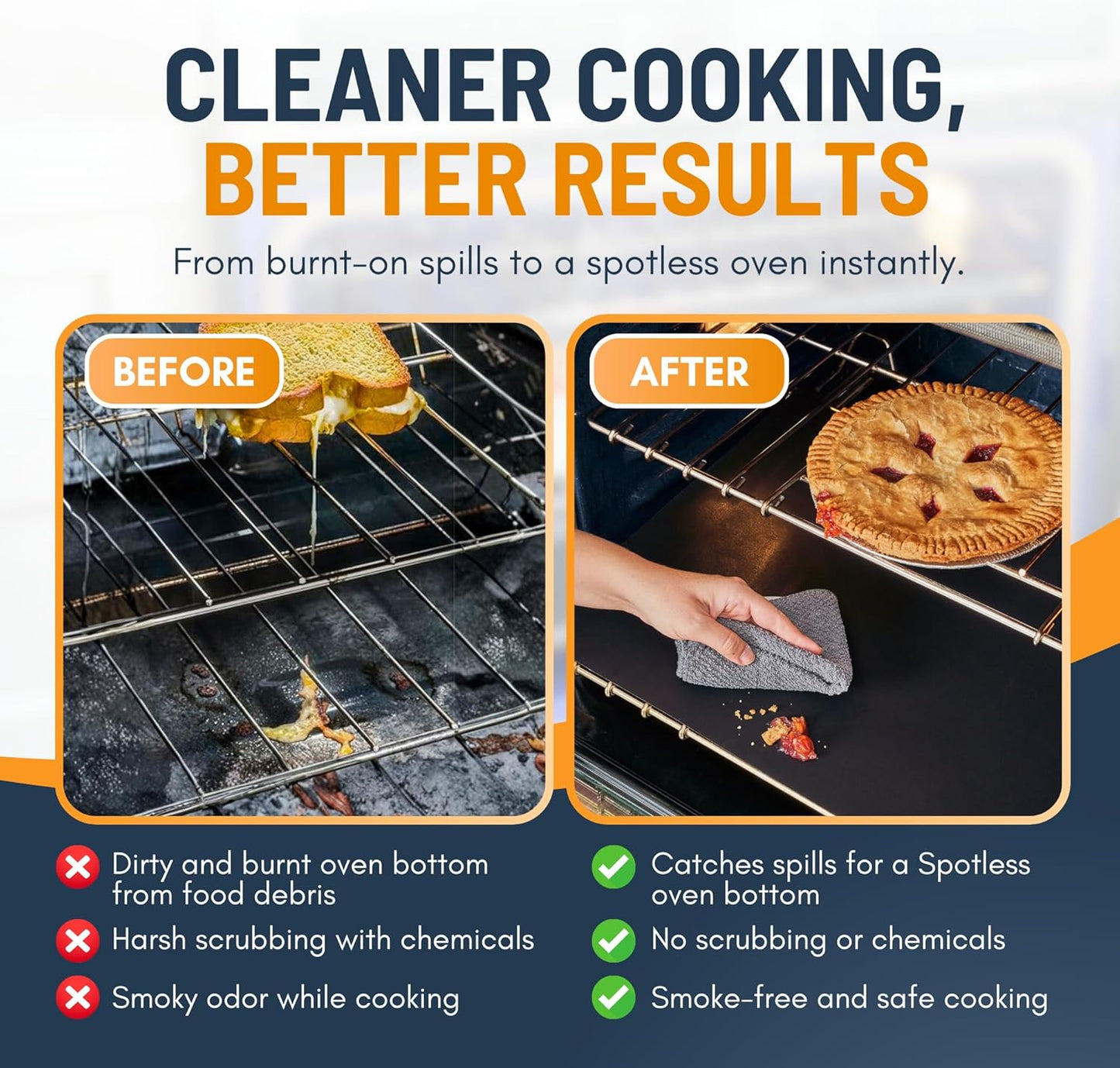 Oven Liners for Bottom of Oven - 3 Pack Large Heavy Duty Mats, 16.25”x23” Non-Stick Reusable Liner for Electric, Gas, Toasters, Grills - BPA & PFOA Free Kitchen Accessory to Keep It Clean (Black)