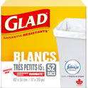 Glad White Garbage Bags - X-Small 15 Litres - Febreze Fresh Clean Scent, 52 Trash Bags, Made in Canada of Global Components