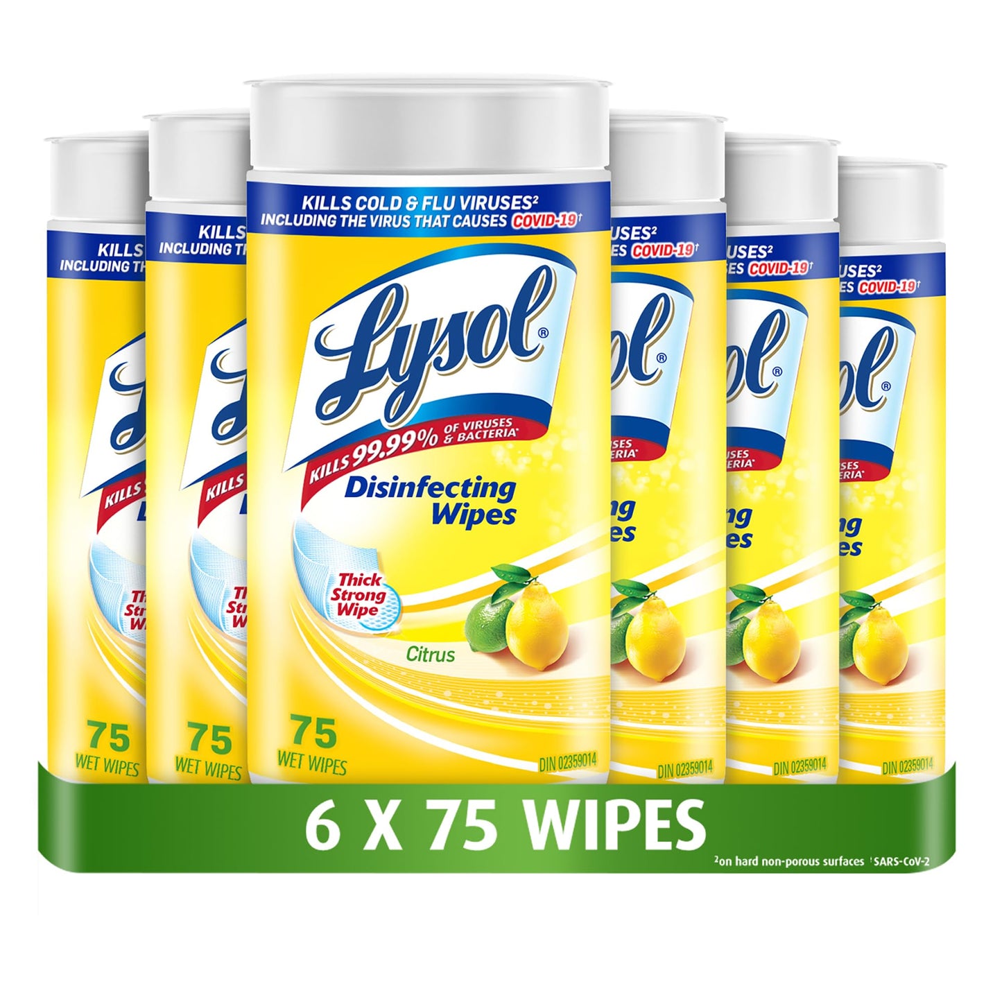 Lysol Thick Strong Disinfecting Wipes, 6 X 75 ct
