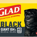 Glad Black Garbage Bags - Giant 184 Litres - 40 Trash Bags Made in Canada of Global Components