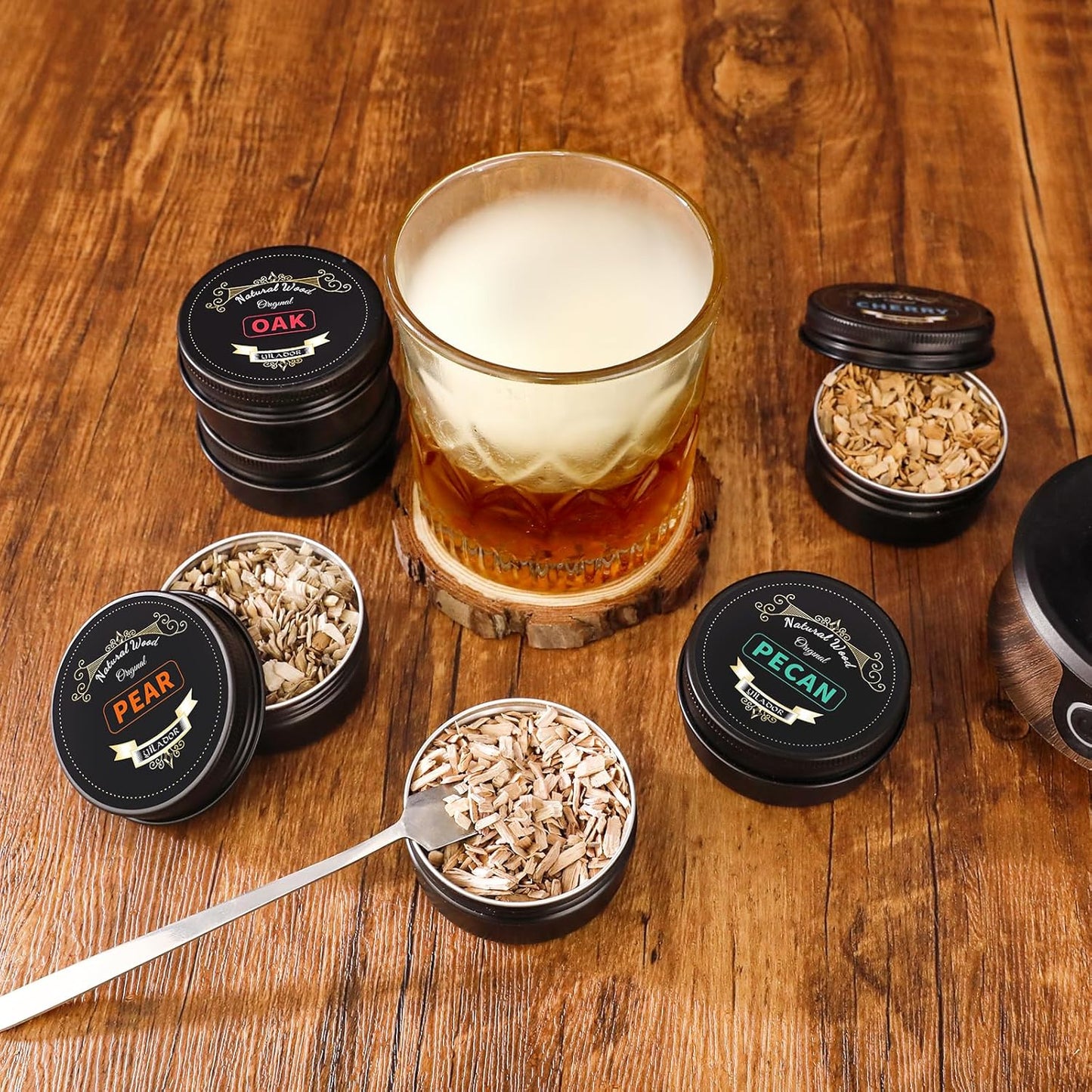 Electric Whiskey Smoker Kit with Torch, Father Day Gift for Whiskey Lover, 6 Wood Chips – Infuse Rich Smoky Flavors in Bourbon Old Fashioned & Cocktails, Birthday Gifts for Him, Dad (Without Butane)