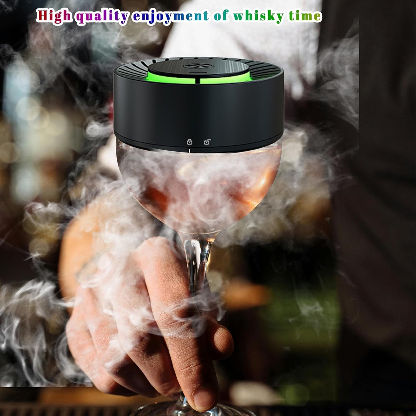 Electric Whiskey Smoker Kit,Rechargeable Cocktail Smoker Kit Built-in Lighter with LED Light and 6 Wood Chips, Old Fashioned Smoker Kit, Bourbon Whiskey Gift Ideas for Men/Dad/Husband