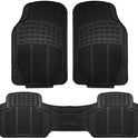FH Group Automotive Floor Mats Solid Black Climaproof for All Weather Protection Universal Fit Trimmable Heavy Duty fits Most Cars, SUVs, and Trucks, 3pc Full Set F11306BLACK