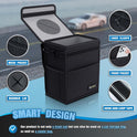 K KNODEL Car Trash Can, Waterproof Auto Garbage Can, Car Trash Can with Lid, Leak-Proof Car Storage Bag, Car Bin Hanging (Medium, Black)