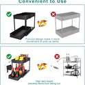 DEKAVA Under Sink Organizer 2 Pack, Bathroom Organizers, 2 Tier Sliding Cabinet Basket Organizer Drawer, Multi-Purpose Bath Collection Baskets for Bathroom (Black)