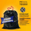 Glad Black Garbage Bags - Large 90 Litres - ForceFlex Drawstring, 60 Trash Bags, Made in Canada of Global Components
