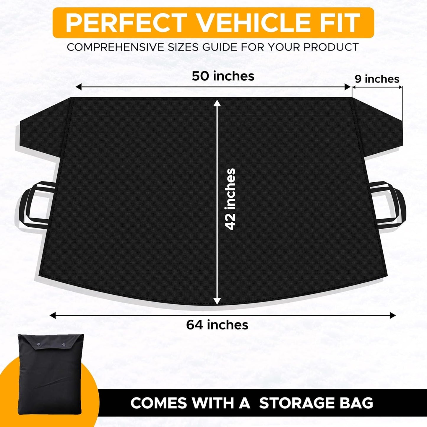 EcoNour Windshield Cover for Ice and Snow | Durable 600D Oxford Fabric | Waterproof Winter Car Cover for Compact Cars, Small SUV and Small Sedan | Essential Car Winter Accessories | Small (64" x 42")