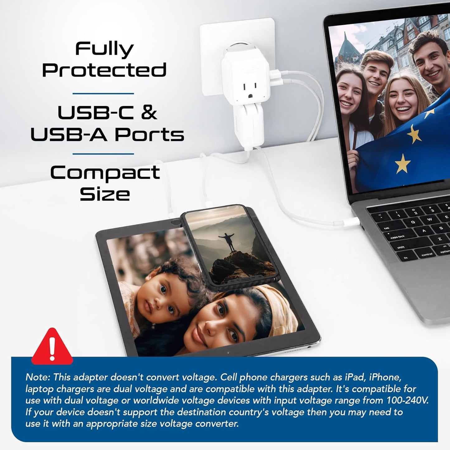 Ceptics International Travel Plug Adapter Set (Type A, B, C, D, E/F, G, H, I, J, K, L, M, N) - 4 in 1 - 2 Canadian Socket - 1 USB & 1 USB-C (3.1A) - Compact & Powerful (PAK-ALL)