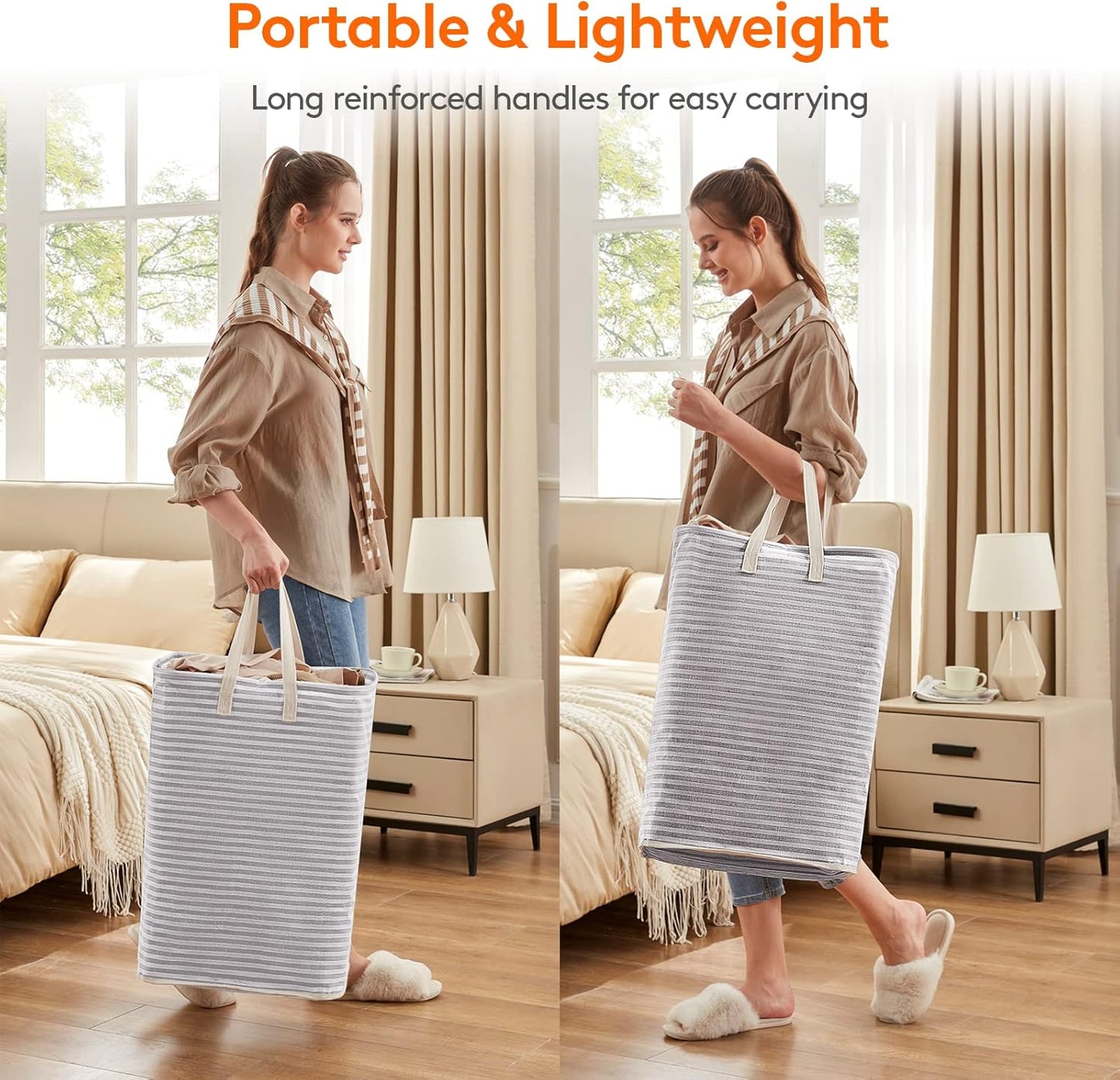Lifewit 2-Pack 80L Freestanding Laundry Hamper, Large Collapsible Laundry Baskets with Easy Carry Extended Handles, Waterproof Clothes Hamper in Bedroom, Bathroom, Laundry Room, College Dorm, Grey