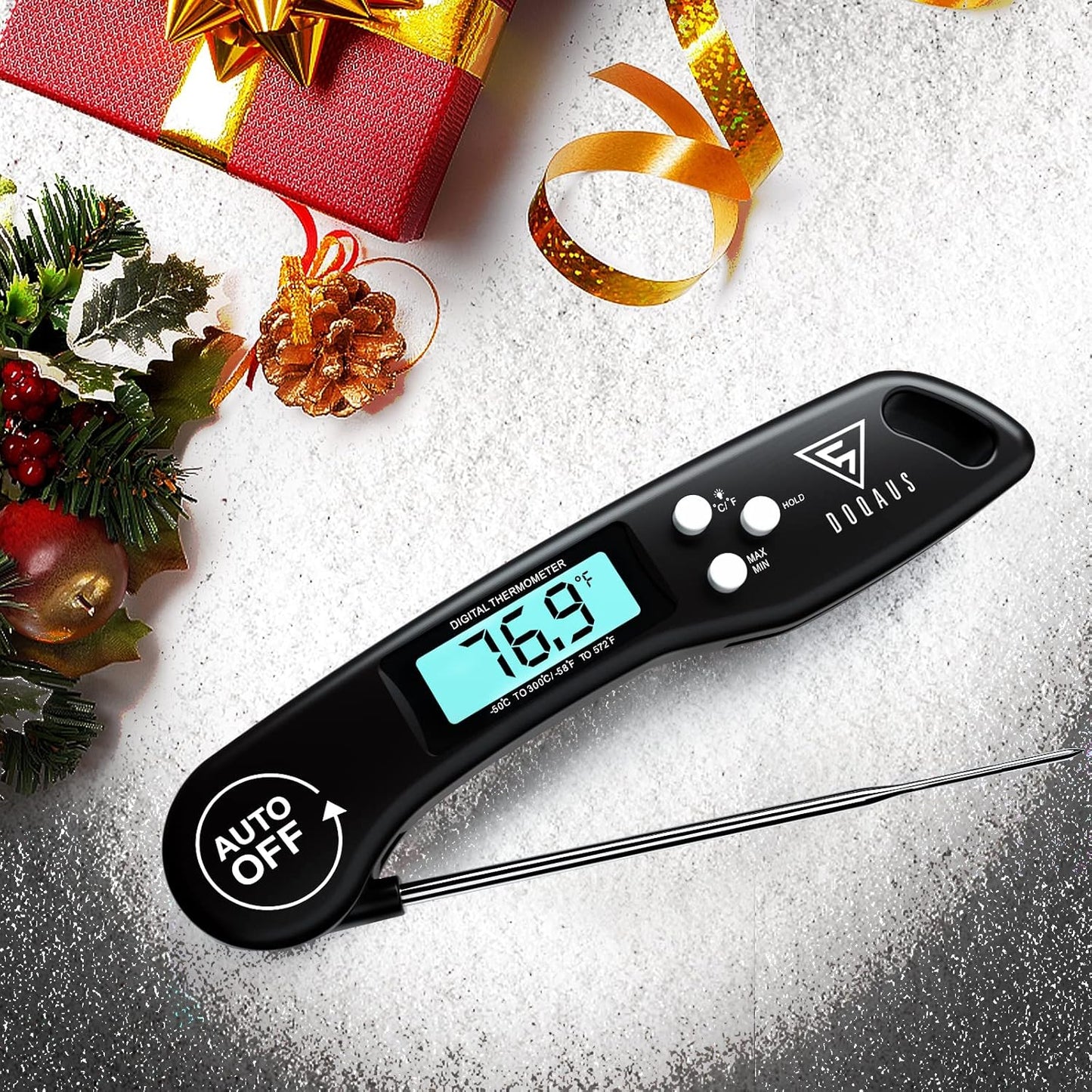 DOQAUS Digital Meat Thermometer - Instant Read Food Thermometer with Backlight & Reversible Display for Cooking Turkey Grill BBQ Oven Candy Kitchen Essentials