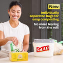 Glad 100% Compostable Drawstring Bags - Small 10 Litres - Drawstring, 30 Compost Trash Bags - Unscented