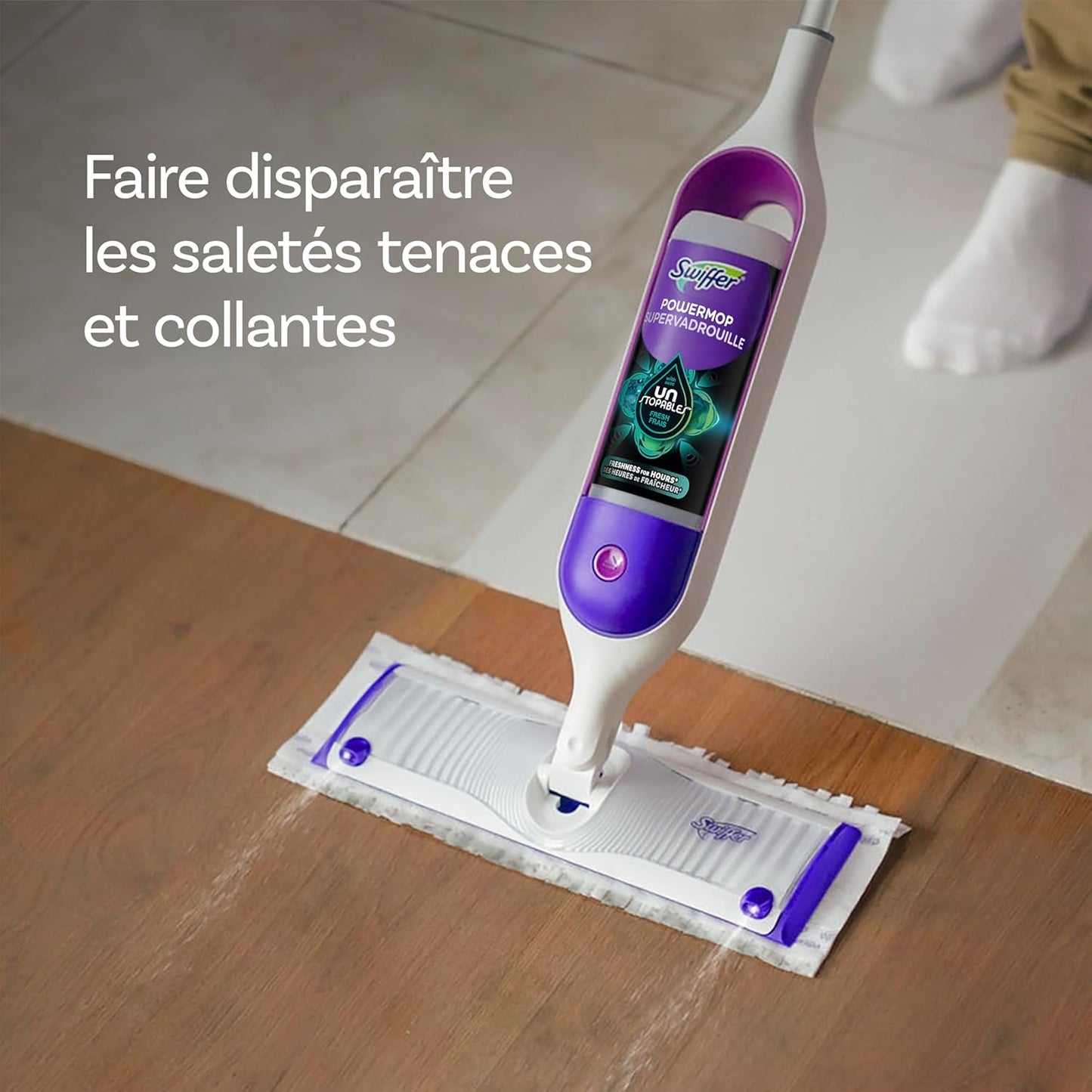 Swiffer PowerMop Floor Cleaning Solution with Unstopables Fresh Scent, 1.5 L Total (2 Count of 750 mL Each)