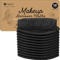 Orighty Makeup Remover Cloths 12 Pack, Makeup Removal Face Cleansing Cloth, Reusable Makeup Remover Pads Remove Instantly Dirt with Just Water, 5 x 5 in (Black)