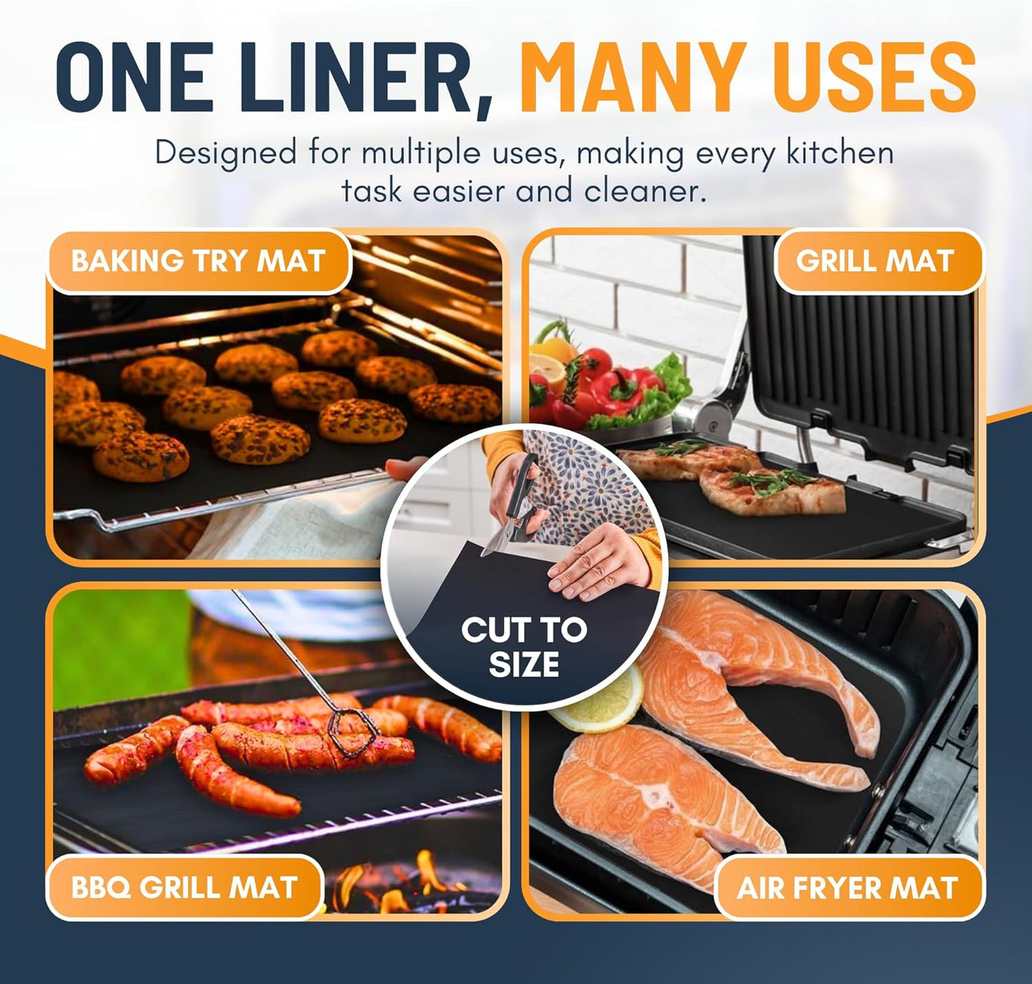 Oven Liners for Bottom of Oven - 3 Pack Large Heavy Duty Mats, 16.25”x23” Non-Stick Reusable Liner for Electric, Gas, Toasters, Grills - BPA & PFOA Free Kitchen Accessory to Keep It Clean (Black)