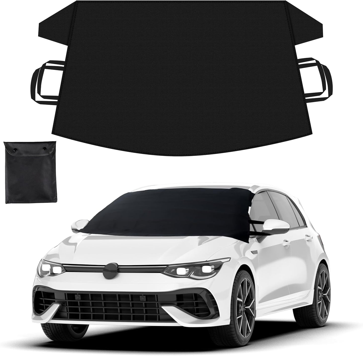 EcoNour Windshield Cover for Ice and Snow | Durable 600D Oxford Fabric | Waterproof Winter Car Cover for Compact Cars, Small SUV and Small Sedan | Essential Car Winter Accessories | Small (64" x 42")