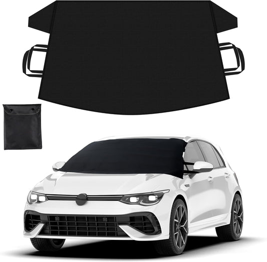 EcoNour Windshield Cover for Ice and Snow | Durable 600D Oxford Fabric | Waterproof Winter Car Cover for Compact Cars, Small SUV and Small Sedan | Essential Car Winter Accessories | Small (64" x 42")