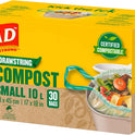 Glad 100% Compostable Drawstring Bags - Small 10 Litres - Drawstring, 30 Compost Trash Bags - Unscented
