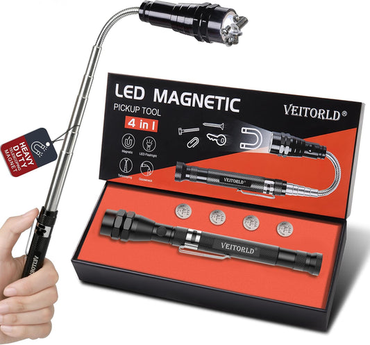 VEITORLD Gifts for Men Dad from Daughter Son Wife, Fathers Day, Extendable Magnetic Flashlight, Telescoping Magnet Pickup Tool, Cool Birthday Gifts for Father Grandpa Husband Boyfriend Women