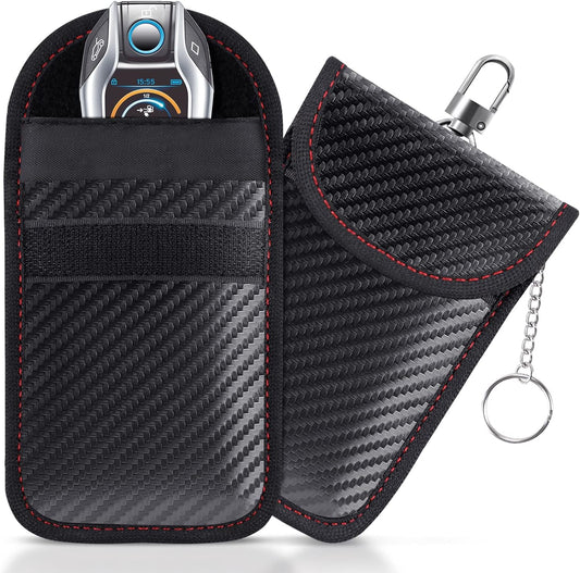 Faraday Pouch for Car Keys, Faraday Bag, Car RFID Signal Blocking Holder, Key Fob Protector, Key fob cage Block Signal Anti-Theft Fob Case (2 Pack)