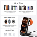 Anlmz 3 in 1 Charging Station for iPhone, Wireless Charger for iPhone 17 16e 16 15 14 13 12 11 X Pro Max & Apple Watch - Wireless Charging Station for AirPods 4 3 Pro