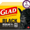 Glad Black Garbage Bags - Regular 74 Litres - 40 Trash Bags Made in Canada of Global Components