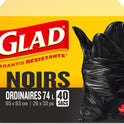 Glad Black Garbage Bags - Regular 74 Litres - 40 Trash Bags Made in Canada of Global Components