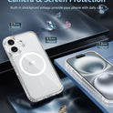 FNTCASE for iPhone 16 Case Clear: Magnetic Phone Cases with Screen Protector Drop Proof Compatible with Magsafe Slim Anti Yellowing Rugged Shockproof Protective Cell Cover (A-Clear Magnetic)