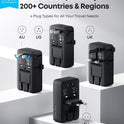 Anker Nano European Travel Plug Adapter, 5-Port Fordable Travel Adapter with 1AC 2USB-A 2USB-C Ports,Temperature Control, Essentials for Over 200 Countries, Ideal for Travel (1-Pack) (Black)