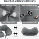 Inflatable Travel Neck Pillow for Airplanes, Super Soft Velvet Neck Support, Adjustable Firmness, Blow Up Plane Pillow for Long Flights, Road Trips, Travel Essentials with Eye Mask, Earplug