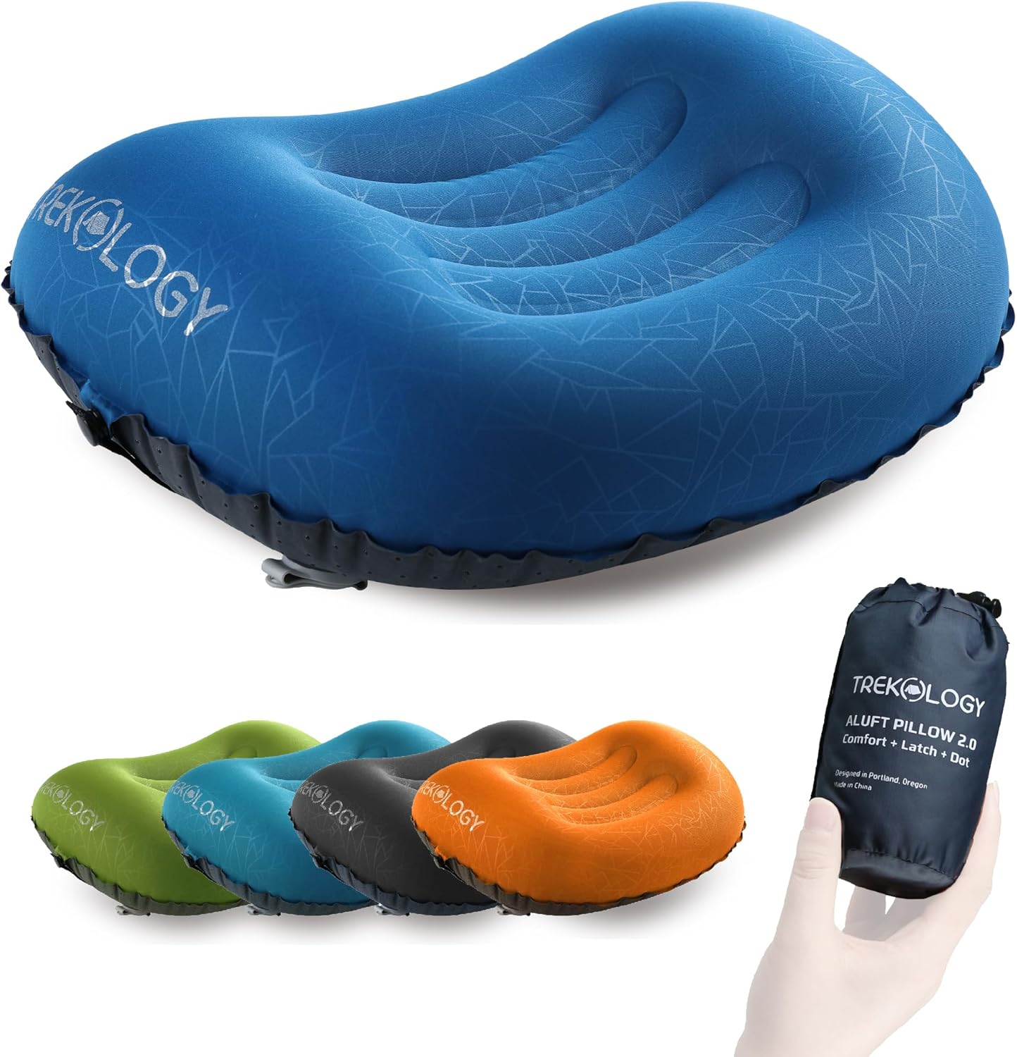 TREKOLOGY Pillow ALUFT 2.0, Camping Pillow for Sleeping, Inflatable Pillow, Inflatable Travel Pillow Camp Pillow, Oreiller de Voyage Backpacking Pillow Comfy Air Pillow