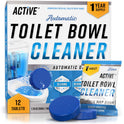 Automatic Toilet Bowl Cleaner Tablets - ACTIVE Blue Gel Toilet Tank Cleaners, Septic-Safe Hard Water Ring Stain Remover, Smell Eliminator Heavy Duty Toilet Cleaning & Deodorizer, Fresh Scent - 12 Tabs