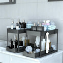 DEKAVA Under Sink Organizer 2 Pack, Bathroom Organizers, 2 Tier Sliding Cabinet Basket Organizer Drawer, Multi-Purpose Bath Collection Baskets for Bathroom (Black)