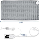 24"x12" Heating Pad, Electric Heating Pad for Dry & Moist Heat, Electric Heat Pad with Multiple Temp & Timer Settings, Auto Off, Silver Gray
