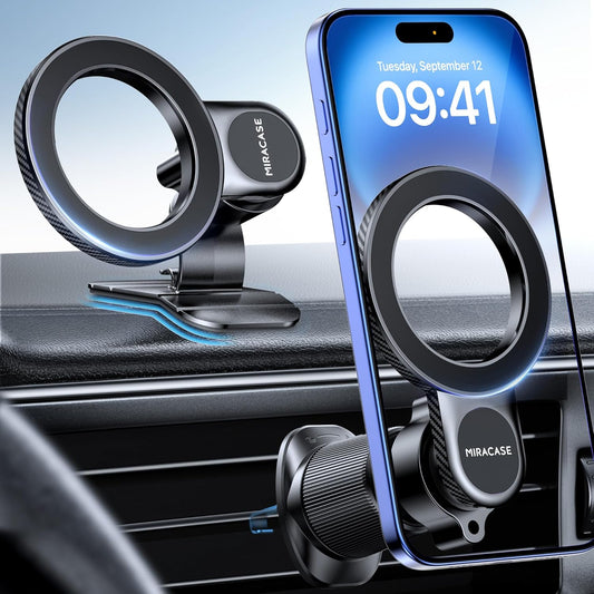 Miracase for MagSafe Car Mount【Won’t Block Vent &20 Strongest Magnets】 Magnetic Phone Holder for Car Phone Holder Mount Dash for Car Accessories for Women Men for iPhone 17 Pro Max Air 16 15 14 13 12