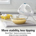 Hamilton Beach 6-Speed Electric Hand Mixer for Baking, 250W, QuickBurst, Snap-On Storage Case, Traditional Beaters & Whisk, White (62682G)