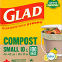 Glad 100% Compostable Bags - Small 10 Litres - Lemon scent 100 Compost Bags