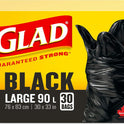 Glad Black Garbage Bags - Large 90 Litres- 30 Trash Bags, Made in Canada of Global Components