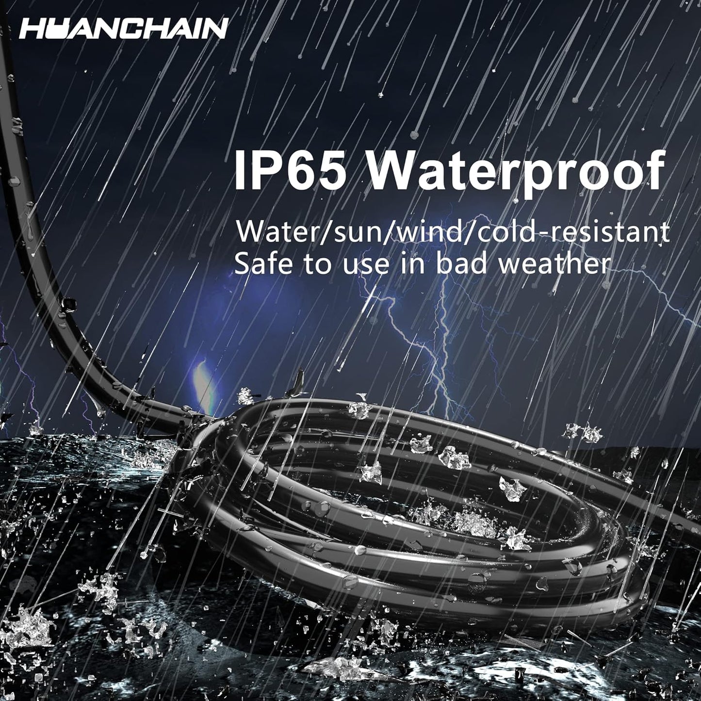 HUANCHAIN Indoor Outdoor Black Extension Cord 25 ft Waterproof, 16/3 Gauge Flexible Cold-Resistant Appliance Cable Outside, 13A 1625W 16AWG SJTW, 3 Prong Electric Cord, ETL
