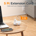 Flat Plug Power Bar, TESSAN 5 Ft Extension Cord Indoor with 8 Multi Outlets and 3 USB (1 USB C), Surge Protector Power Strip, Wall Mount Charging Station for Home Office Dorm, Gray