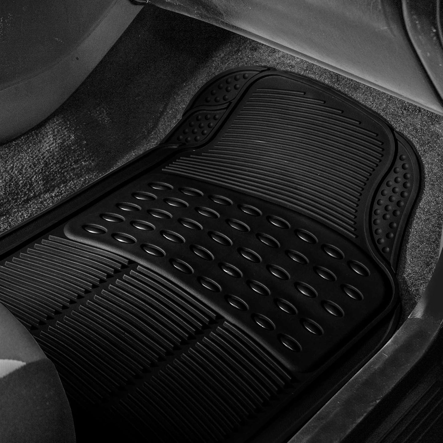 FH Group Automotive Floor Mats Solid Black Climaproof for All Weather Protection Universal Fit Trimmable Heavy Duty fits Most Cars, SUVs, and Trucks, 3pc Full Set F11306BLACK