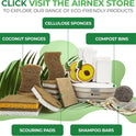 AIRNEX 12 Pack Natural Sponges for Dishes - Biodegradable Sponges for Kitchen - Plant Based Cellulose & Coconut Natural Dish Sponge - Non Toxic Eco Friendly Sponges, Non Scratch Kitchen Scrubber