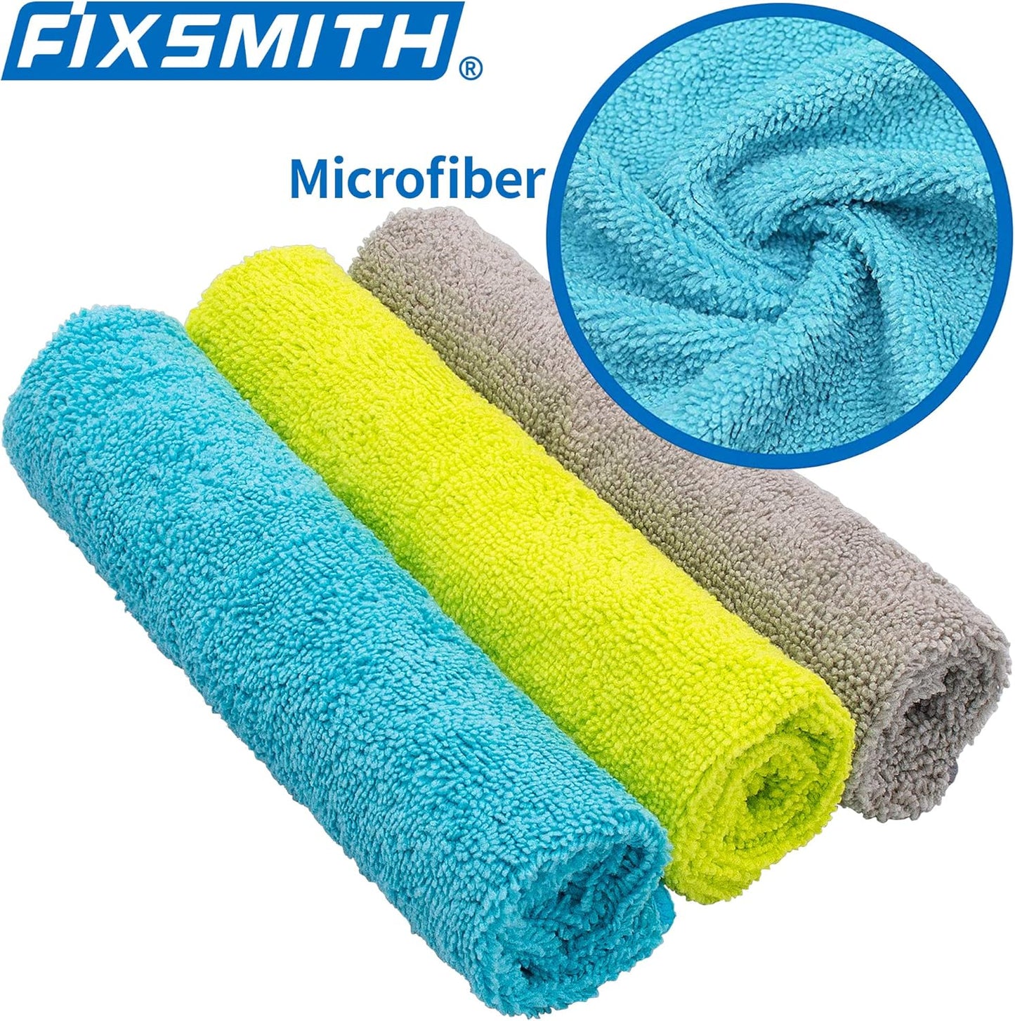 FIXSMITH Microfiber Cleaning Cloth - Pack of 8, Size: 12 x 16 in, Multi-Functional Cleaning Towels, Highly Absorbent Cleaning Rags, Lint-Free, Streak-Free Cleaning Cloths for Car Kitchen Home Office.