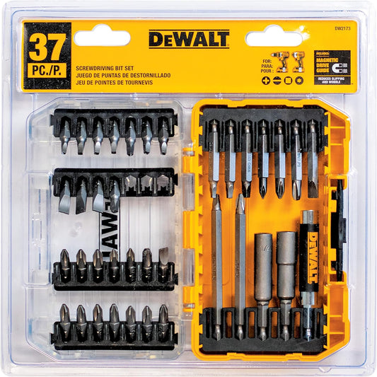 DEWALT 37- Piece Screwdriving Bit Set With Square Recess Mix, Hardened Steel Hex Shank (DW2173)