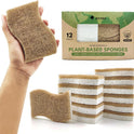 AIRNEX 12 Pack Natural Sponges for Dishes - Biodegradable Sponges for Kitchen - Plant Based Cellulose & Coconut Natural Dish Sponge - Non Toxic Eco Friendly Sponges, Non Scratch Kitchen Scrubber