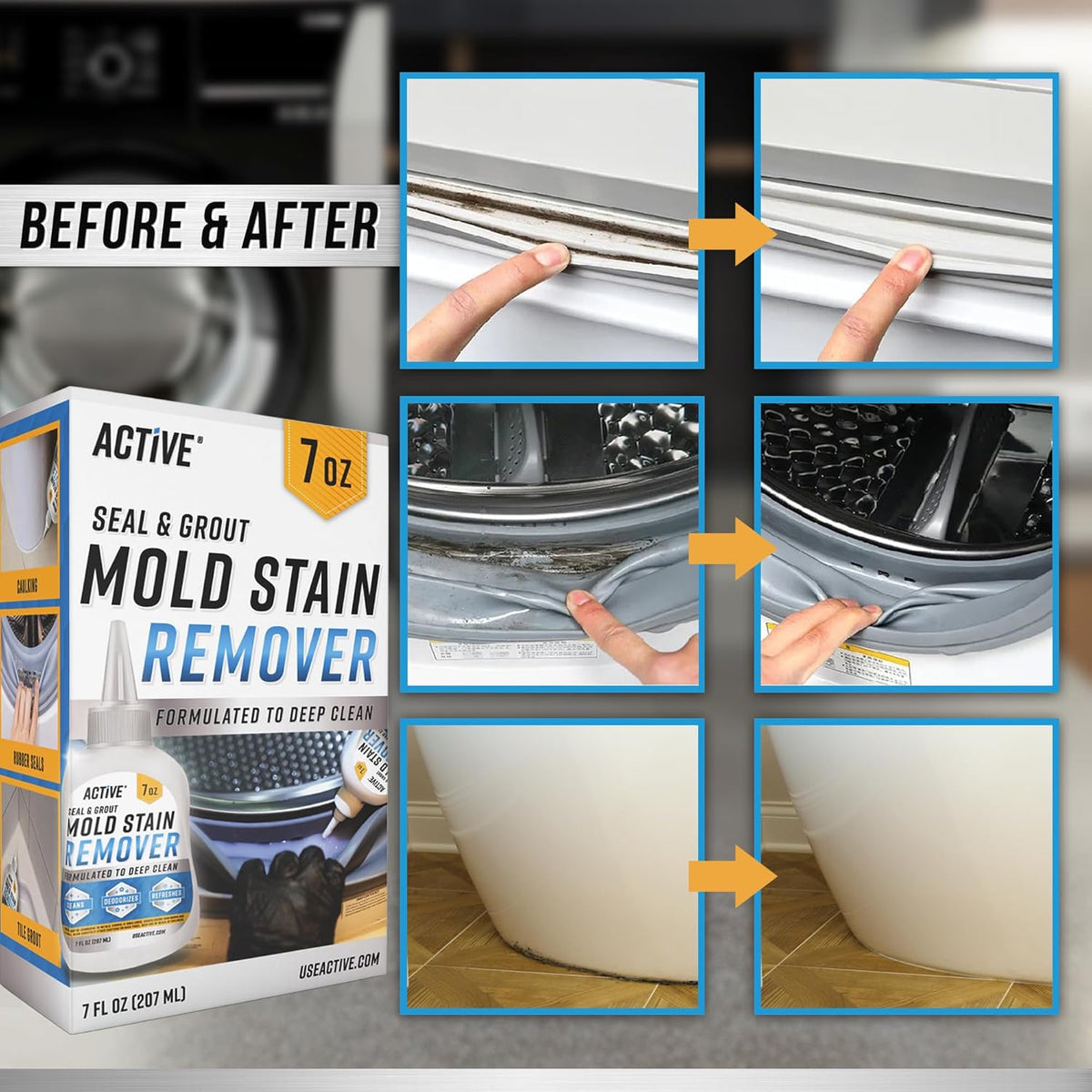 ACTIVE Heavy Duty Stain Cleaner for Front Loader Washing Machine Seal