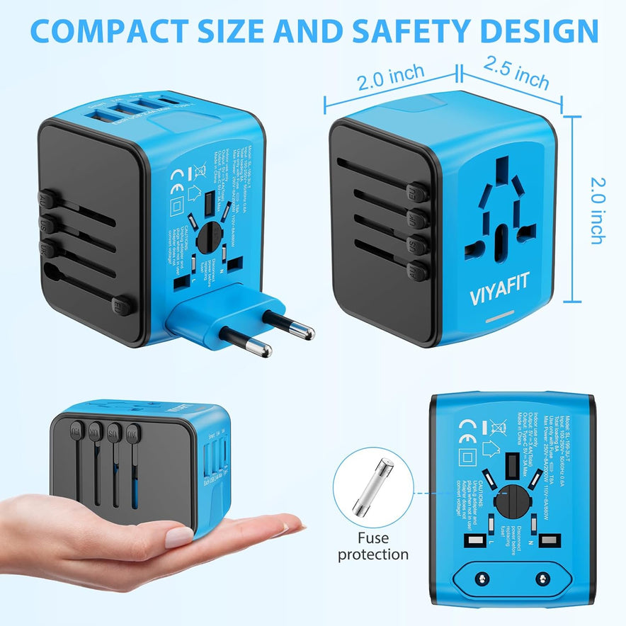 All in One Wall Charger with High Speed 2.4A 3xUSB, 3.0A Type-C